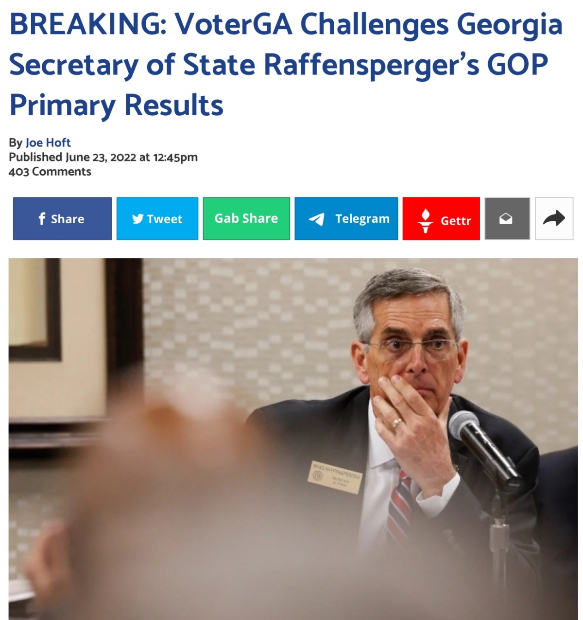 BREAKING: VoterGA Challenges Georgia Secretary of State Raffensperger’s GOP Primary Results